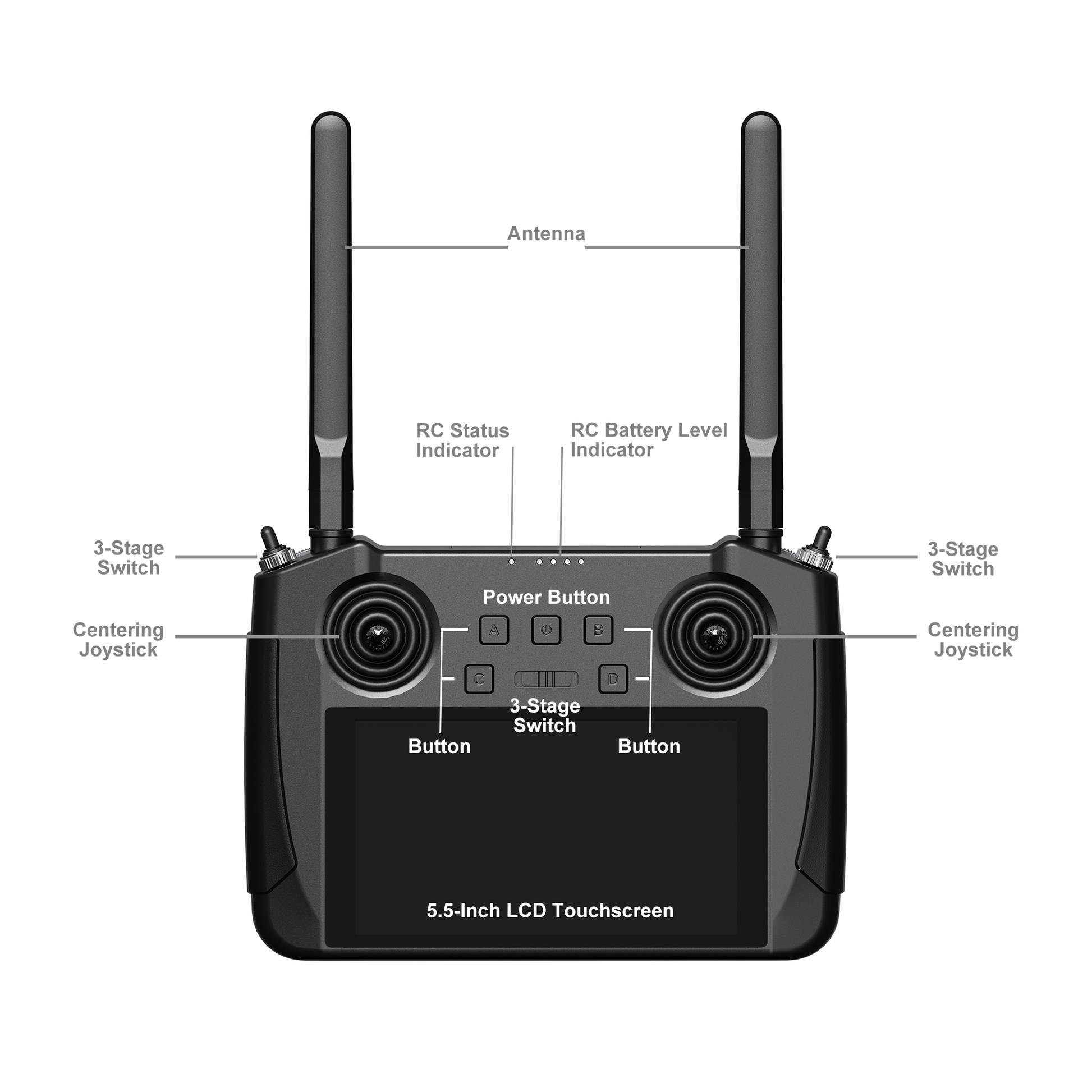 MK15 Mini HD Agriculture Smart Controller – 5.5'' LCD Touchscreen, 1080p 60fps FPV, 180ms Latency, 3.5KM Range, CE/FCC/KC Certified