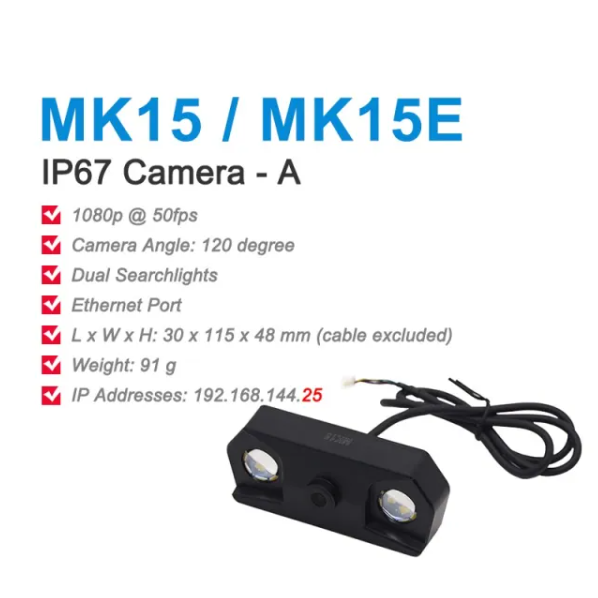 SIYI IP67 Waterproof FPV Camera with Dual LED Searchlights 720p 30fps Fixed-Focus Ethernet IP Camera Compatible with UniRC 10/7, MK15 & MK32 Air Units